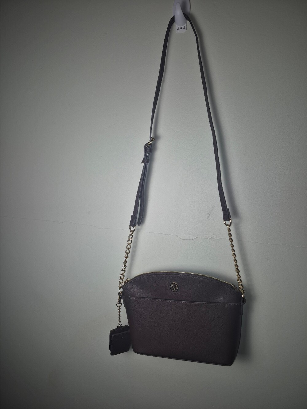 Anne Kelin Brown Crossbody Shoulder Bag with Gold Chain